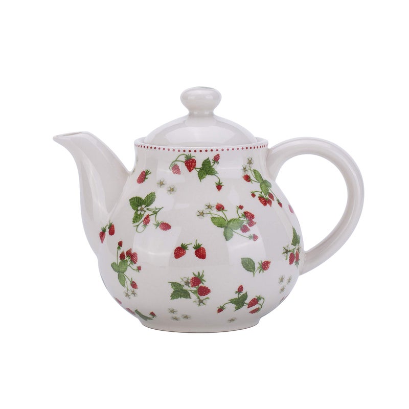 Lonovel Porcelain Teapots,Lovely Strawberry Design Tea Pot for Tea or Coffee,Ceramic Teapot with Lids,Home and Kitchen Dining Serveware Pot,Beige - Image 1